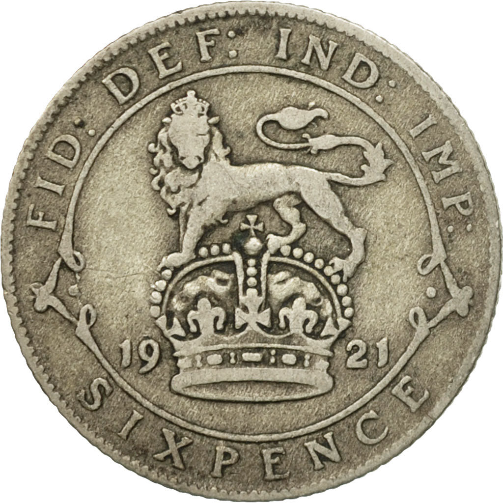 Coin, Great Britain, George V, 6 Pence, 1921, EF(40-45), Silver, KM:815a.1