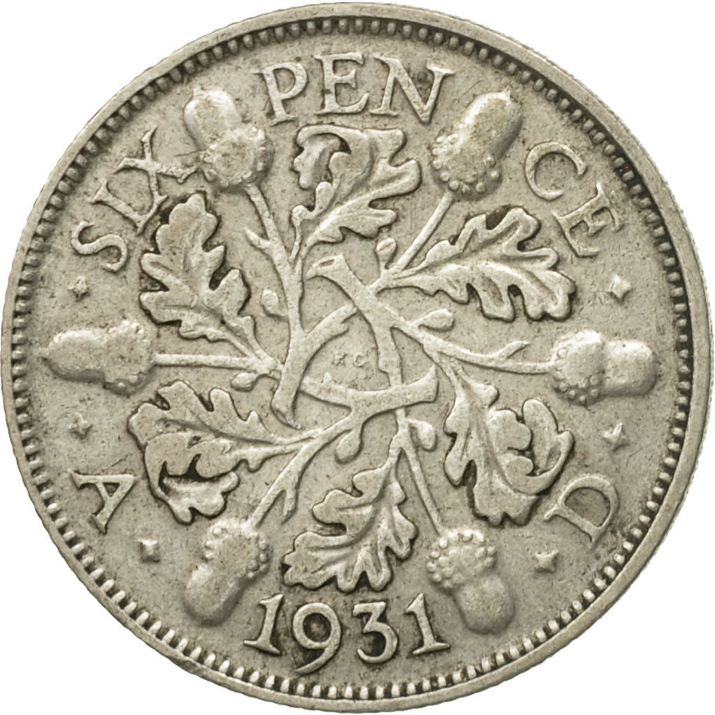 Coin, Great Britain, George V, 6 Pence, 1931, EF(40-45), Silver, KM:832