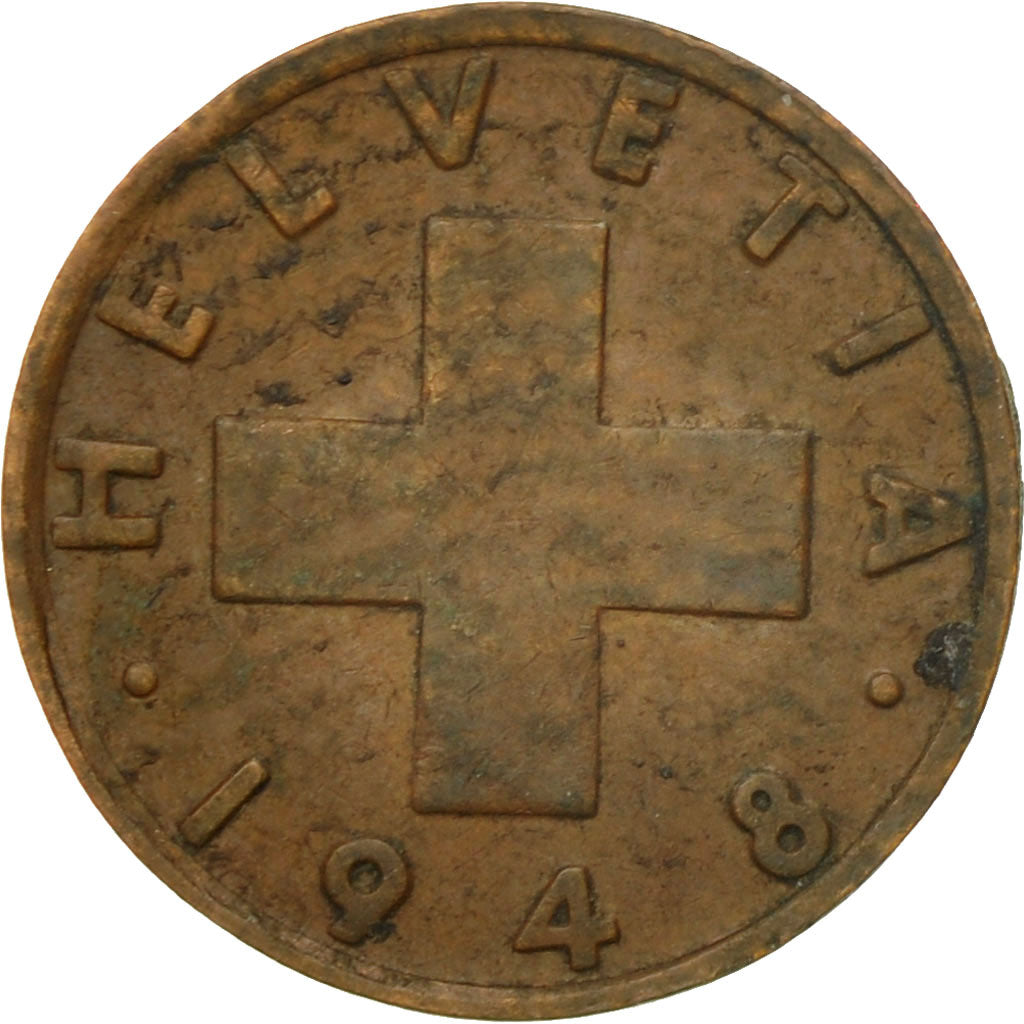 Moneta, Szwajcaria, 2 Rappen, 1948, Bern, VF(30-35), Bronze, KM:47
