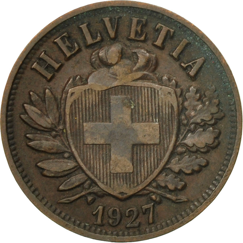Coin, Switzerland, 2 Rappen, 1927, Bern, VF(20-25), Bronze, KM:4.2a