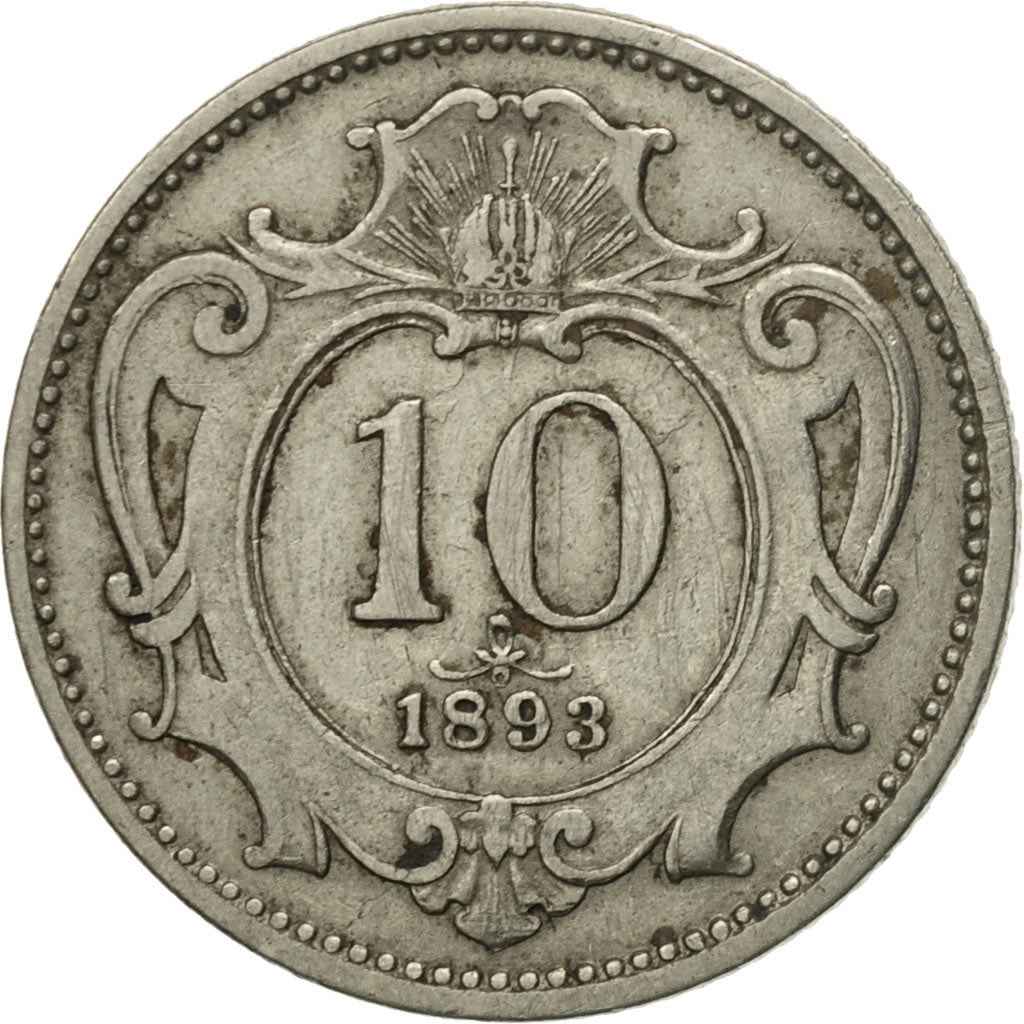 Moneta, Austria, Franz Joseph I, 10 Heller, 1893, Berlin, BB, Nichel, KM:2802