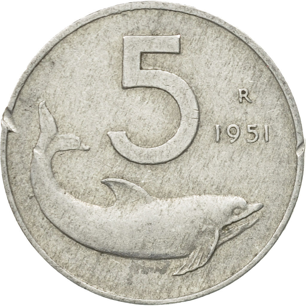 Monnaie, Italie, 5 Lire, 1951, Rome, TB, Aluminium, KM:92