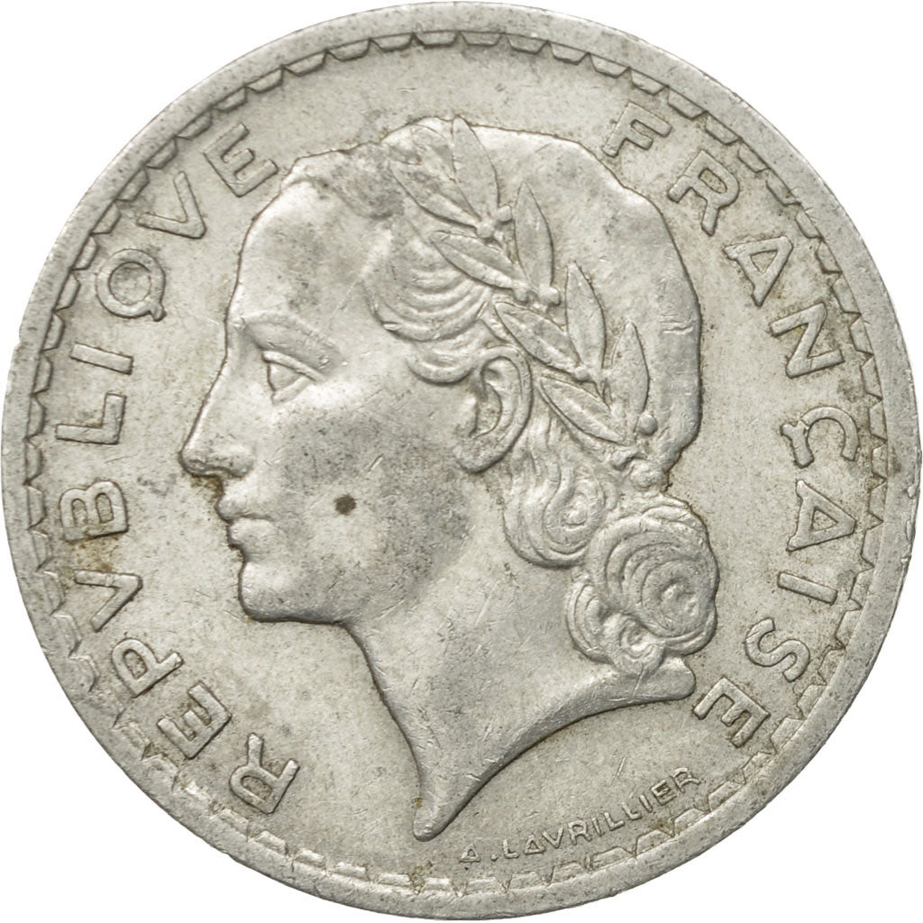 Moneta, Francia, Lavrillier, 5 Francs, 1947, Beaumont - Le Roger, MB, Alluminio