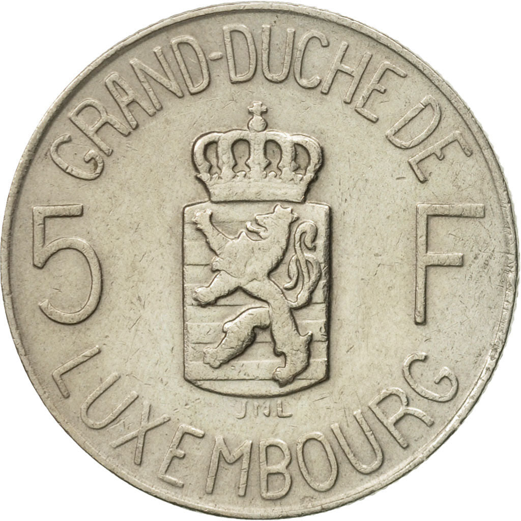 Coin, Luxembourg, Charlotte, 5 Francs, 1962, AU(50-53), Copper-nickel, KM:51