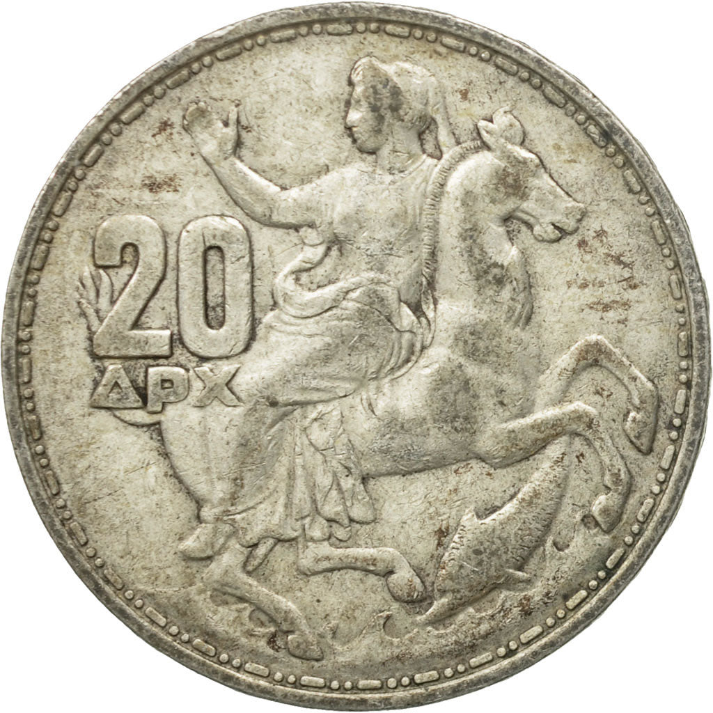 Coin, Greece, Paul I, 20 Drachmai, 1960, VF(30-35), Silver, KM:85