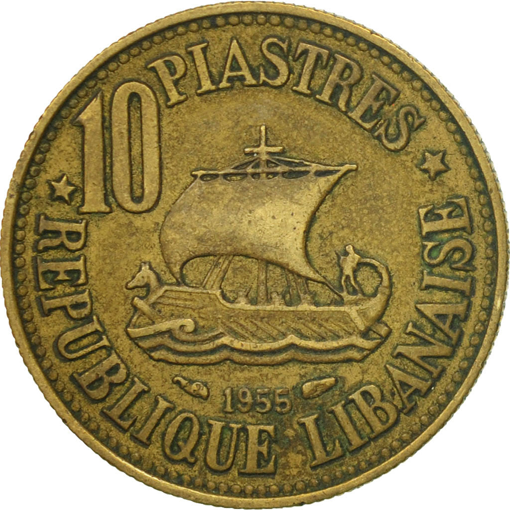 Monnaie, Lebanon, 10 Piastres, 1955, Paris, TTB, Aluminum-Bronze, KM:23