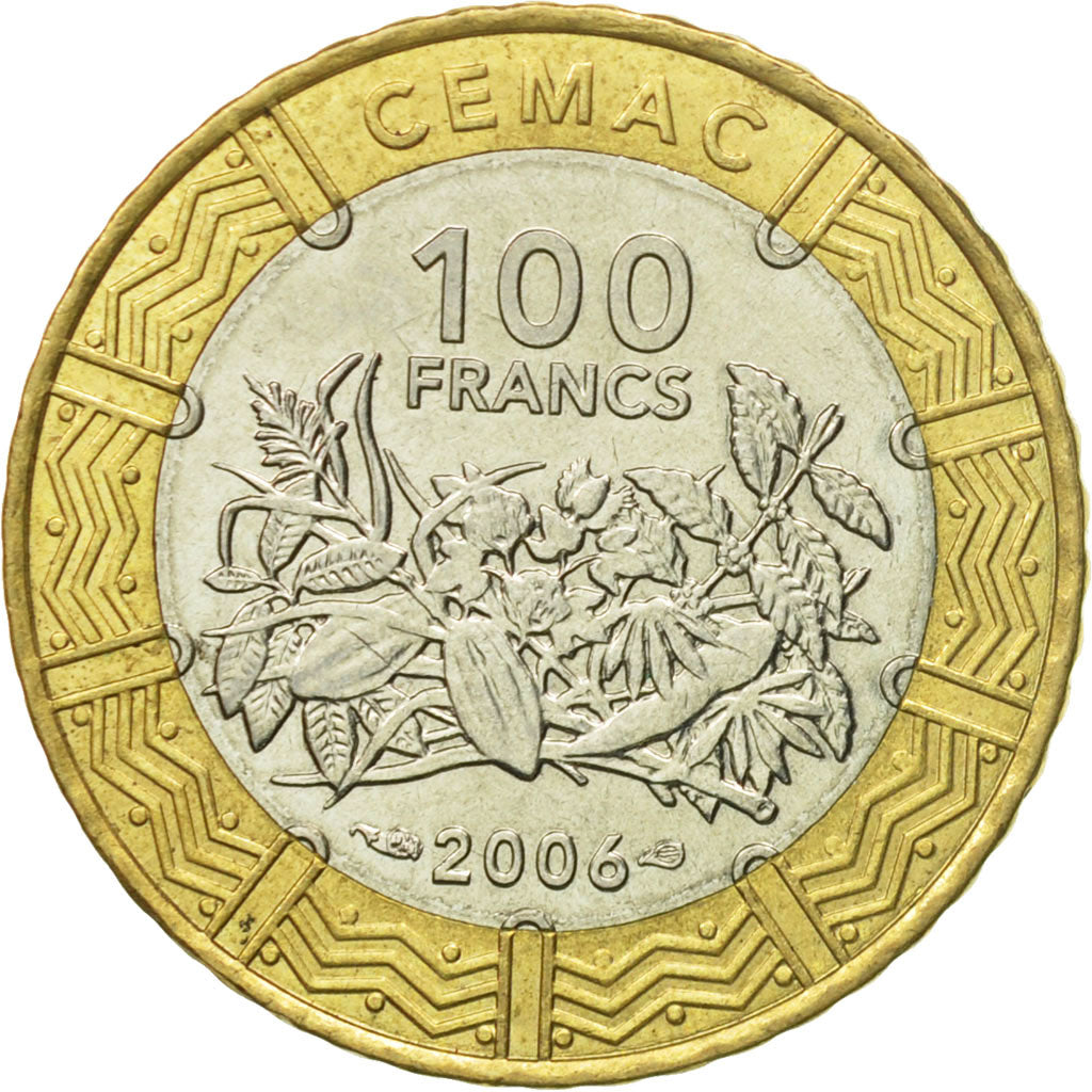 Coin, Central African States, 100 Francs, 2006, Paris, AU(55-58), Bi-Metallic