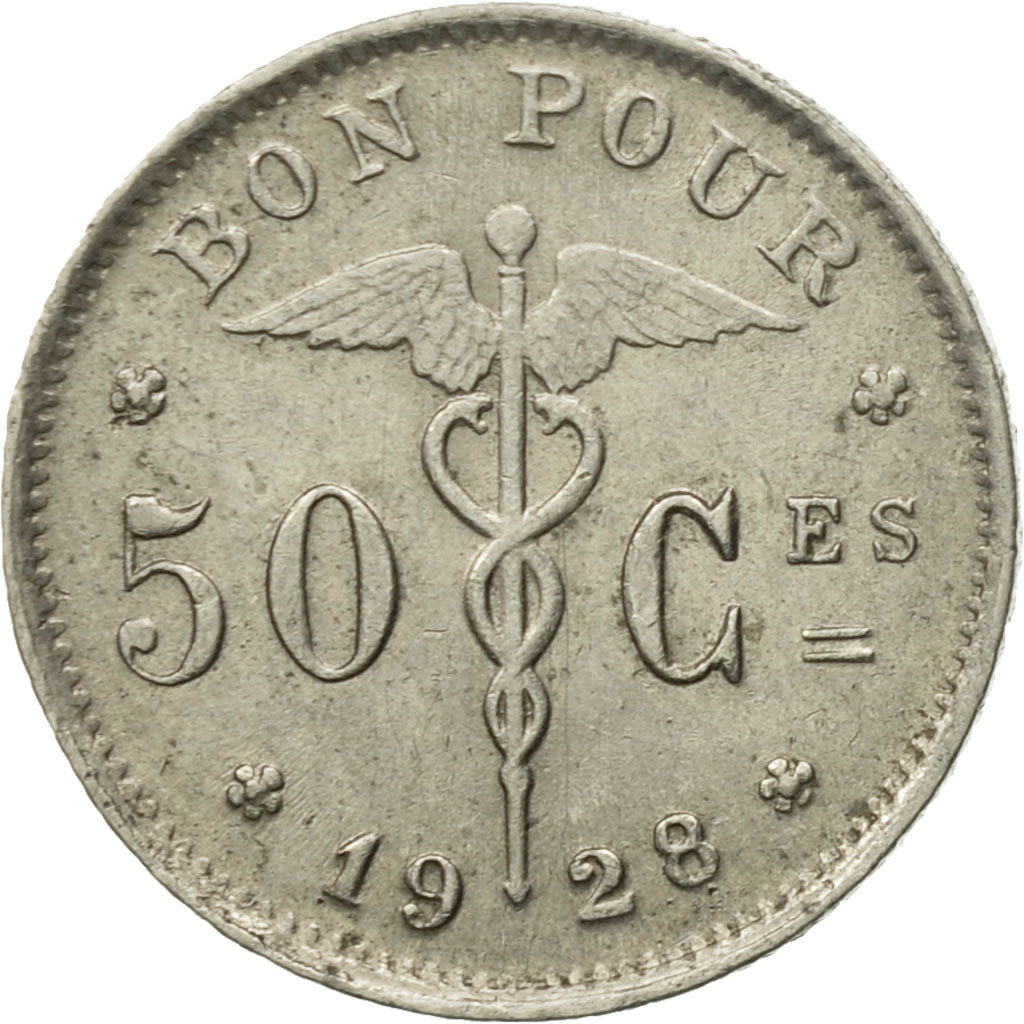 Coin, Belgium, 50 Centimes, 1928, AU(50-53), Nickel, KM:87