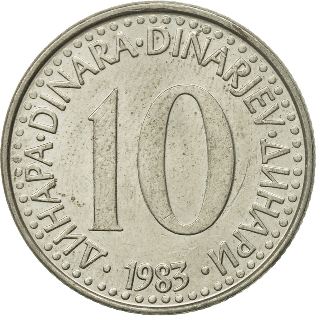 Moneta, Iugoslavia, 10 Dinara, 1983, BB, Rame-nichel, KM:89