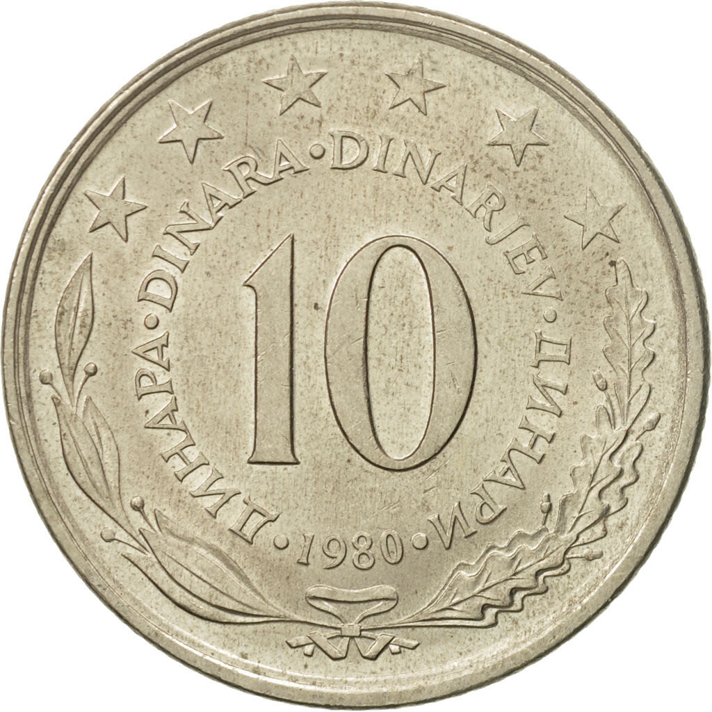 Moneta, Iugoslavia, 10 Dinara, 1980, BB+, Rame-nichel, KM:62