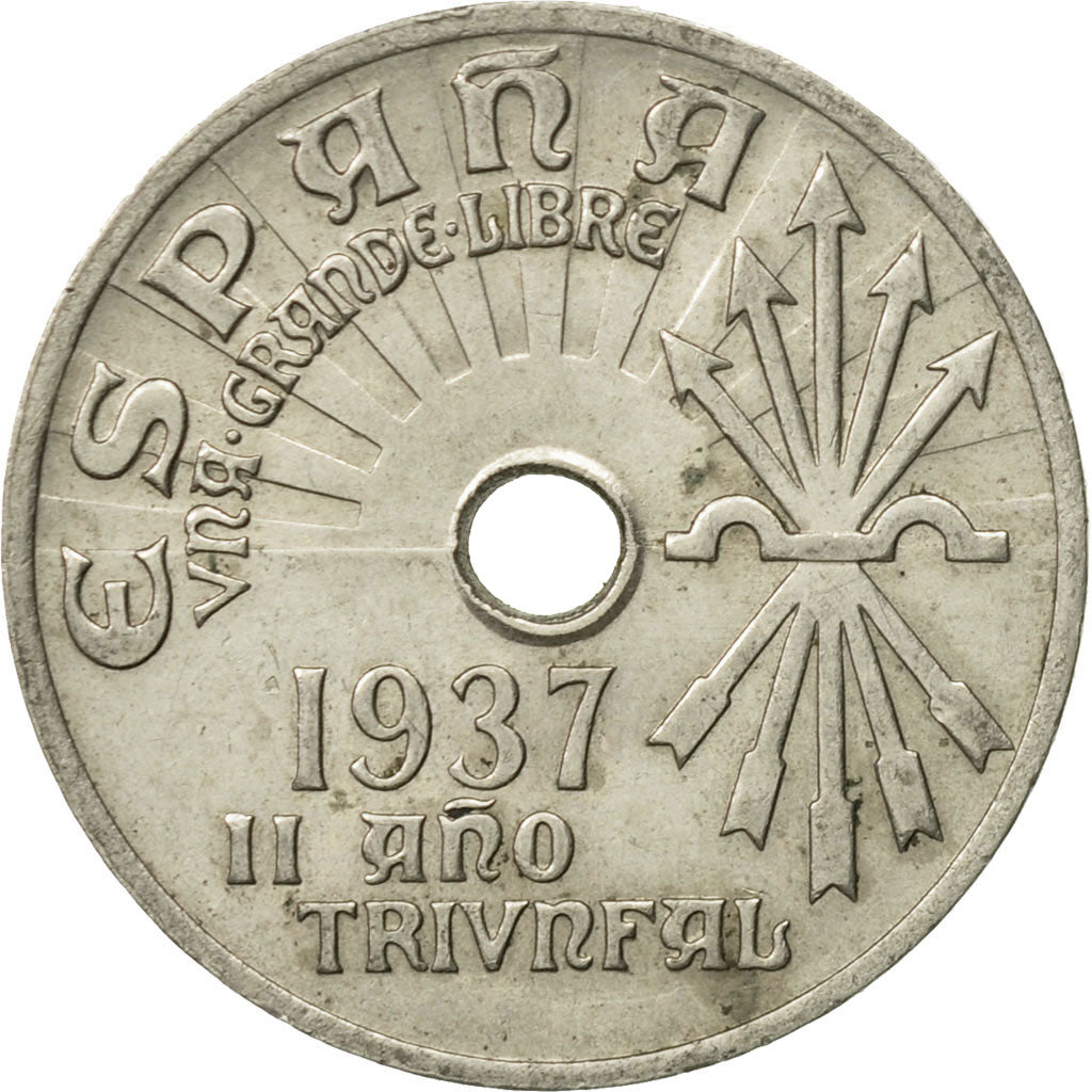 Coin, Spain, 25 Centimos, 1937, Vienna, AU(50-53), Copper-nickel, KM:753