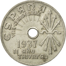 Coin, Spain, 25 Centimos, 1937, Vienna, AU(50-53), Copper-nickel, KM:753