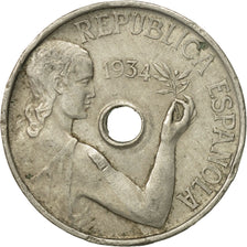 Coin, Spain, 25 Centimos, 1934, EF(40-45), Copper-nickel, KM:751