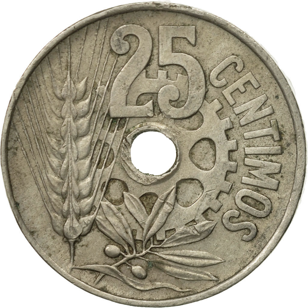 Coin, Spain, 25 Centimos, 1934, EF(40-45), Copper-nickel, KM:751
