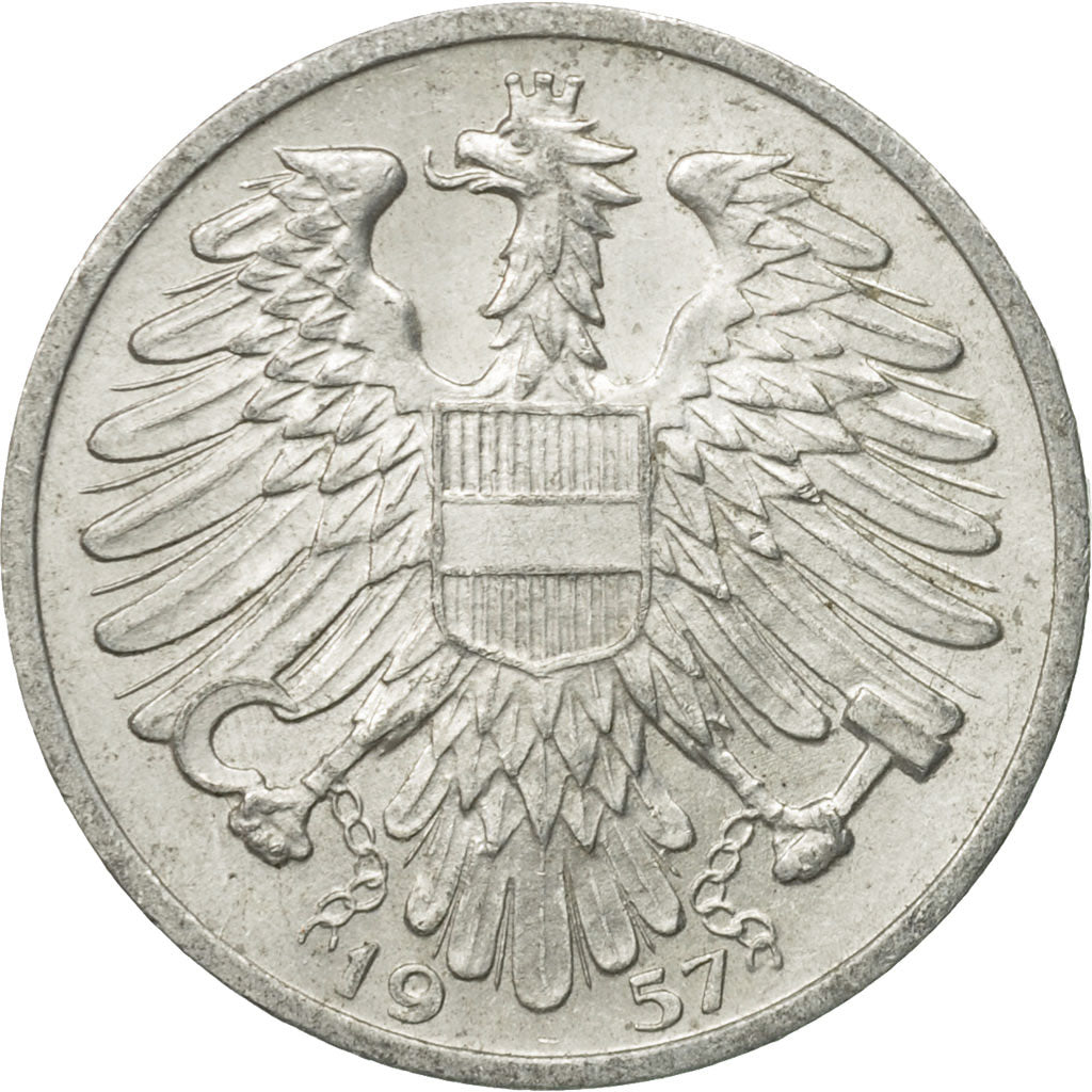 Coin, Austria, Schilling, 1957, EF(40-45), Aluminum, KM:2871