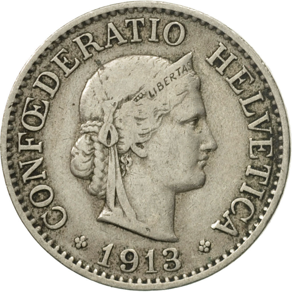 Moneta, Szwajcaria, 10 Rappen, 1913, Bern, EF(40-45), Miedź-Nikiel, KM:27