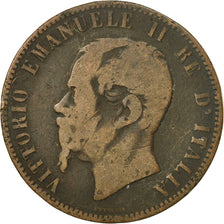 Coin, Italy, Vittorio Emanuele II, 10 Centesimi, 1867, Naples, F(12-15), Copper