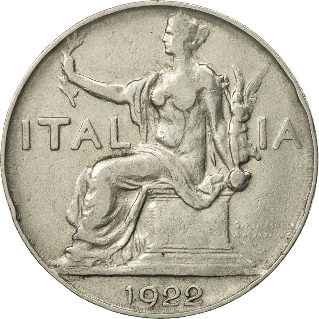 Coin, Italy, Vittorio Emanuele III, Lira, 1922, Rome, EF(40-45), Nickel, KM:62