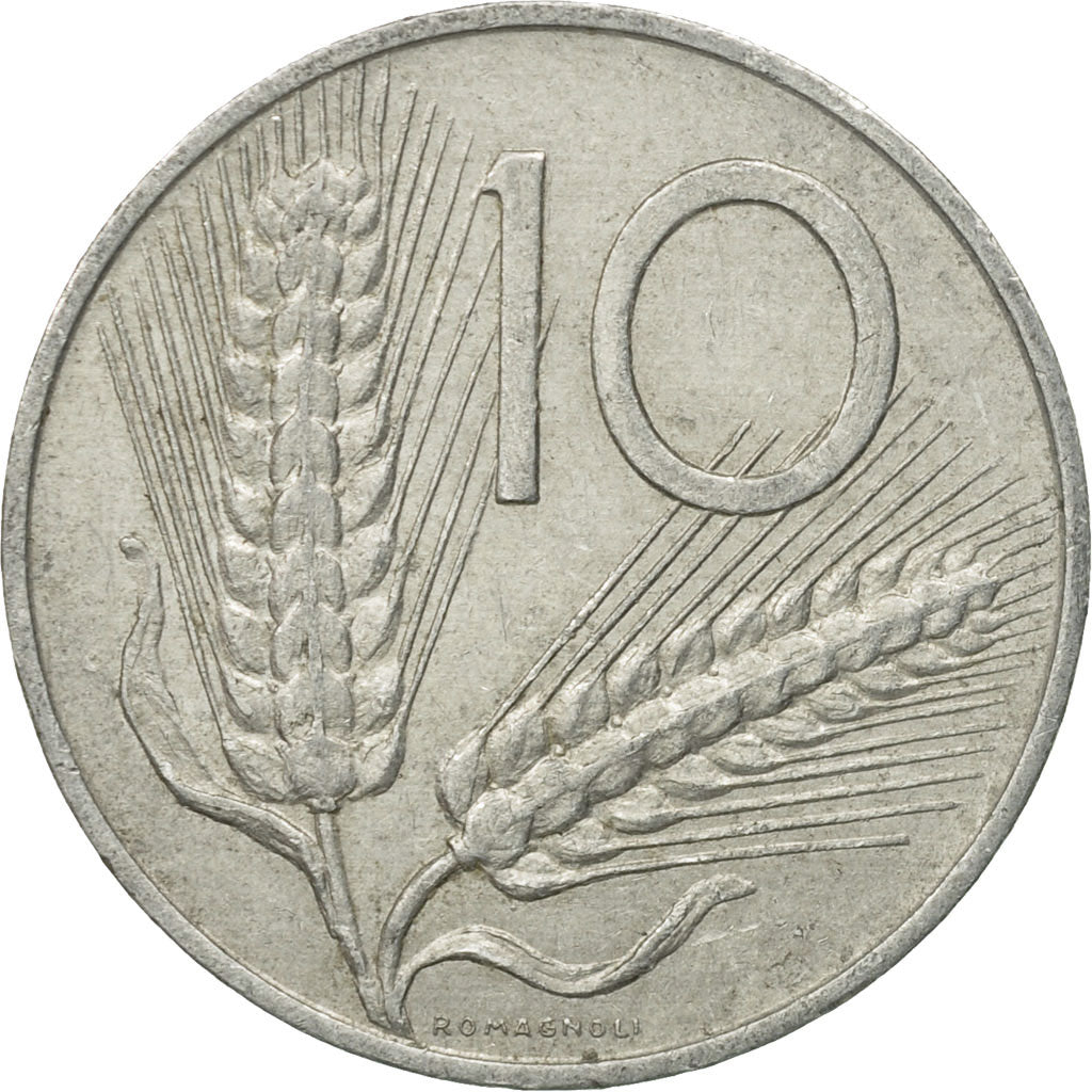 Coin, Italy, 10 Lire, 1973, Rome, VF(30-35), Aluminum, KM:93