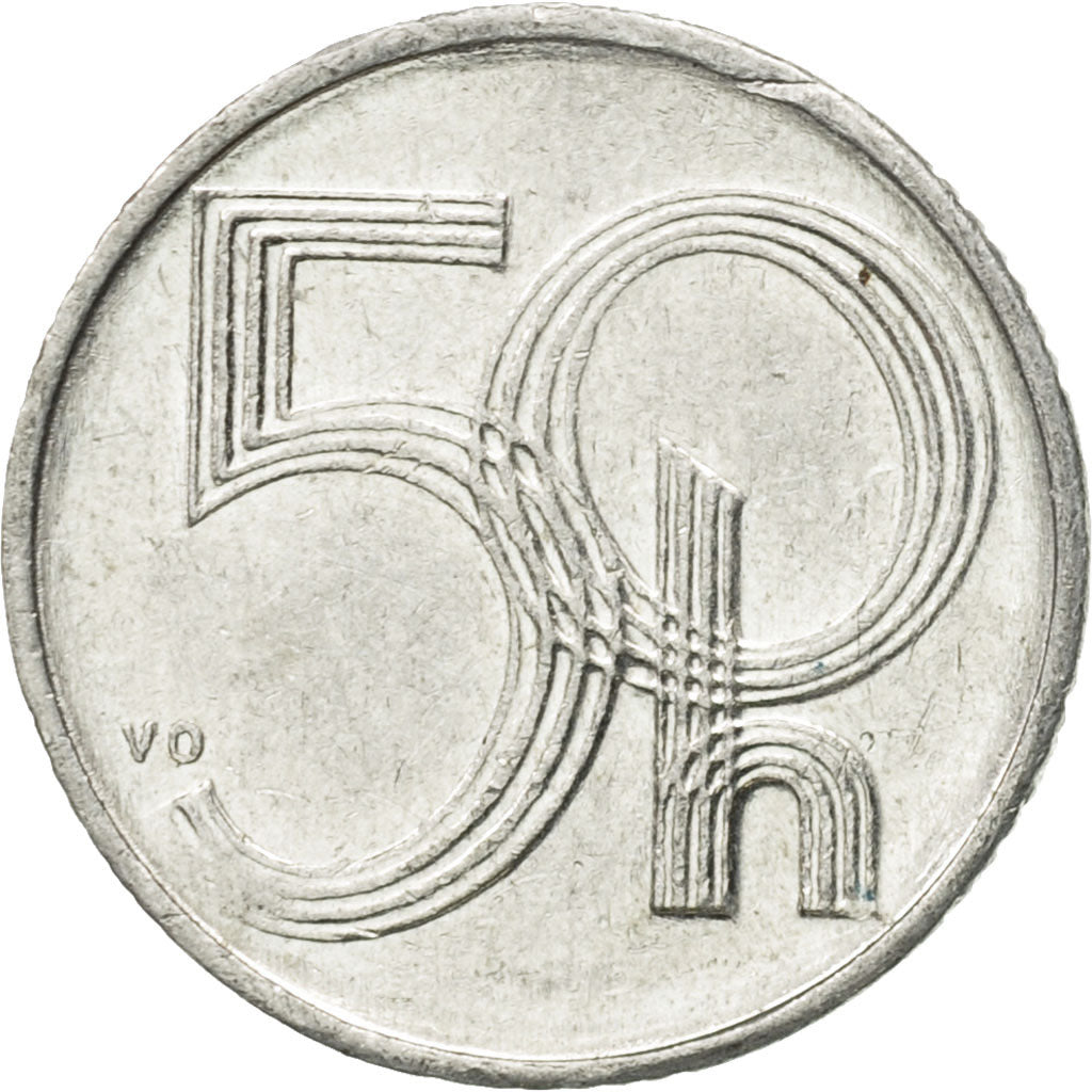 Münze, Tschechische Republik, 50 Haleru, 1993, VZ, Aluminium, KM:3.1