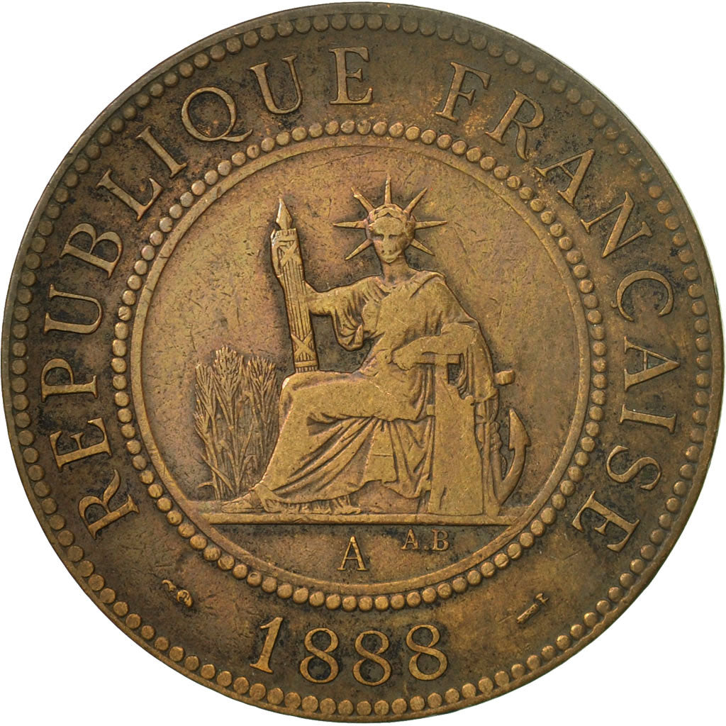 Coin, FRENCH INDO-CHINA, Cent, 1888, Paris, AU(50-53), Bronze, KM:1