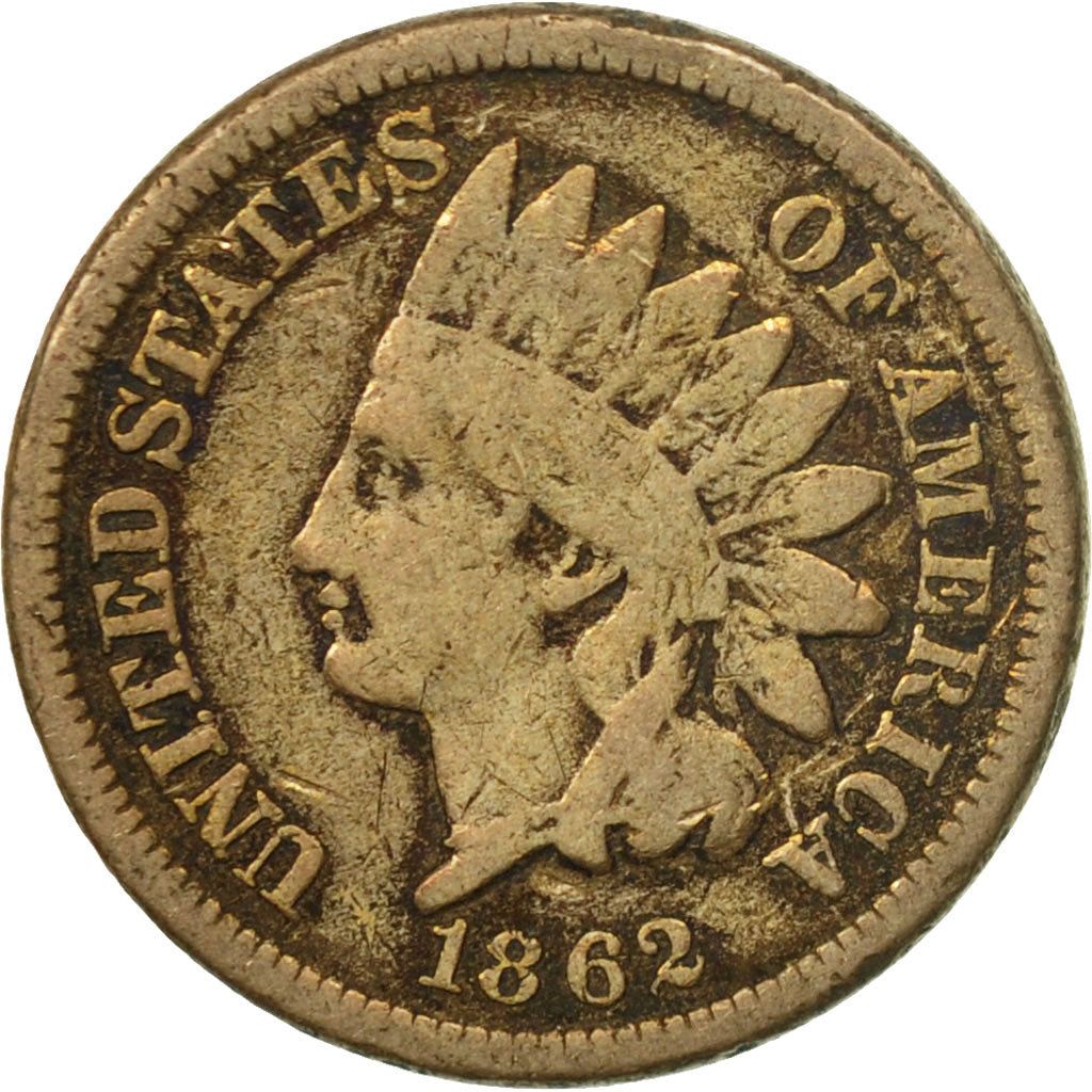 Coin, United States, Indian Head Cent, Cent, 1862, U.S. Mint, Philadelphia