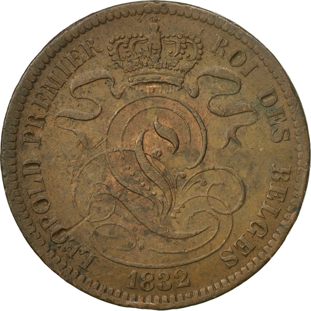 Coin, Belgium, Leopold I, 10 Centimes, 1832, EF(40-45), Copper, KM:2.1