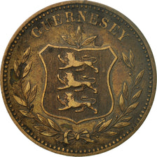 Coin, Guernsey, 8 Doubles, 1885, Heaton, Birmingham, AU(50-53), Bronze, KM:7