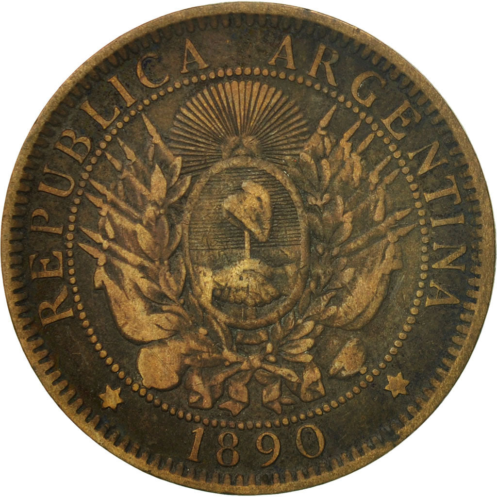 Moneta, Argentina, 2 Centavos, 1890, EF(40-45), Bronze, KM:33