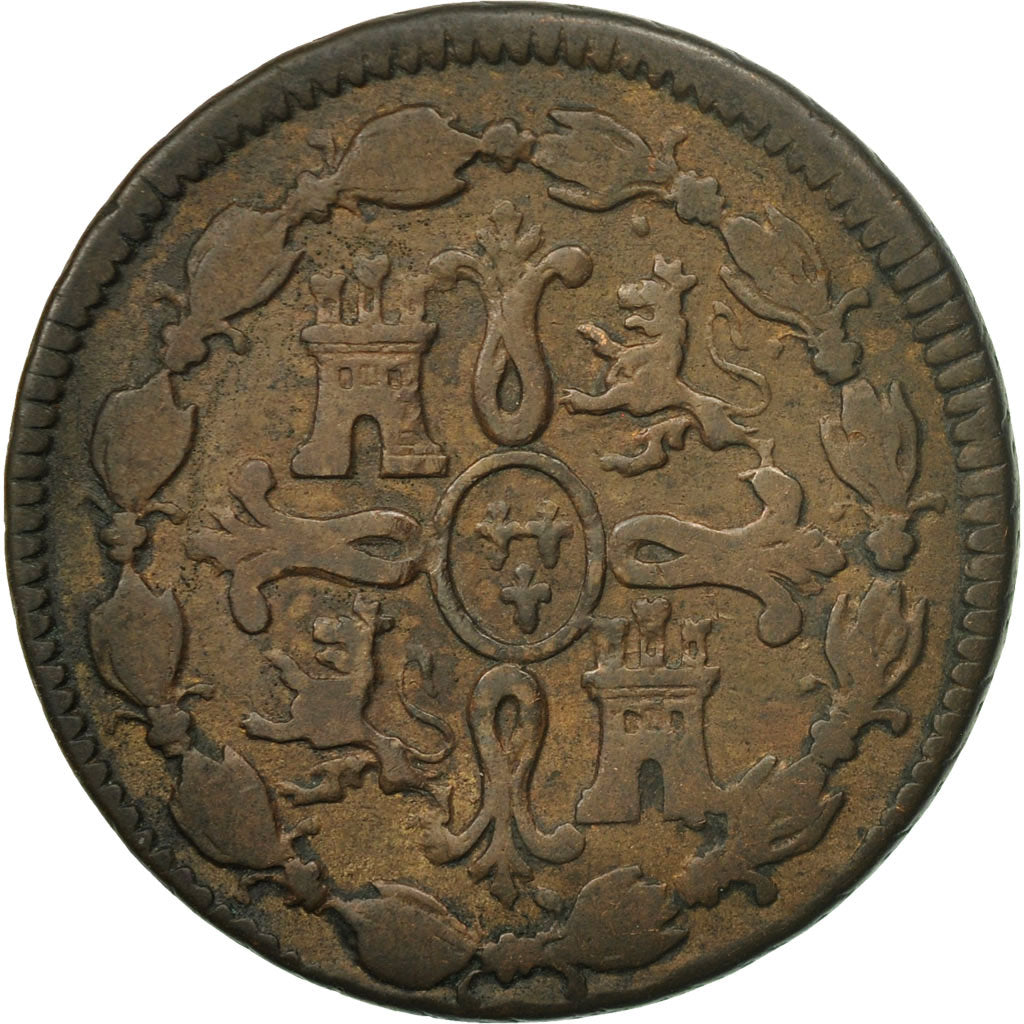 Coin, Spain, Ferdinand VII, 8 Maravedis, 1820, Jubia, VF(20-25), Copper, KM:491