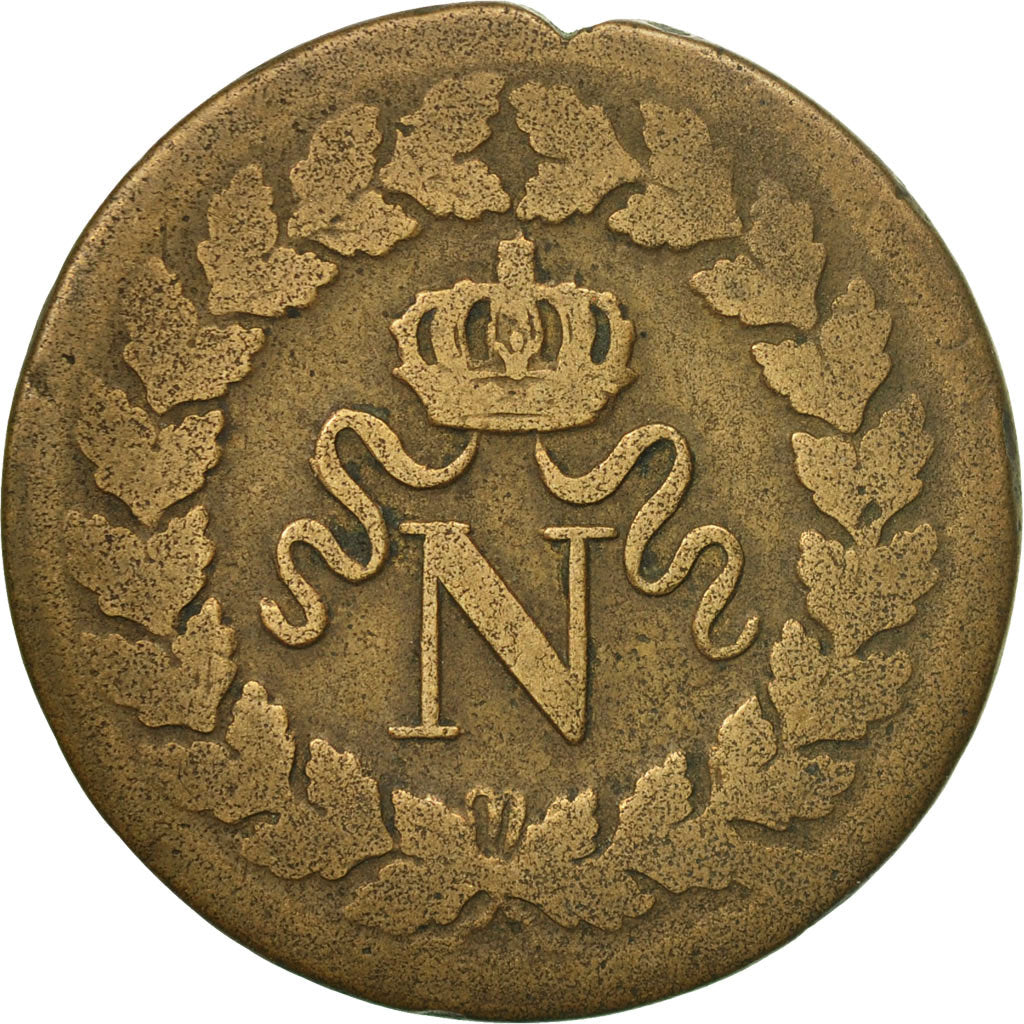 Moneda, Francia, Napoléon I, Decime, 1814, Strasbourg, BC, Bronce, KM:700, Le