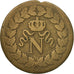 Moneda, Francia, Napoléon I, Decime, 1814, Strasbourg, BC, Bronce, KM:700, Le