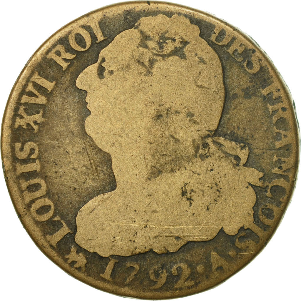 Coin, France, 2 sols françois, 2 Sols, 1792, Paris, F(12-15), Bronze, KM:603.1
