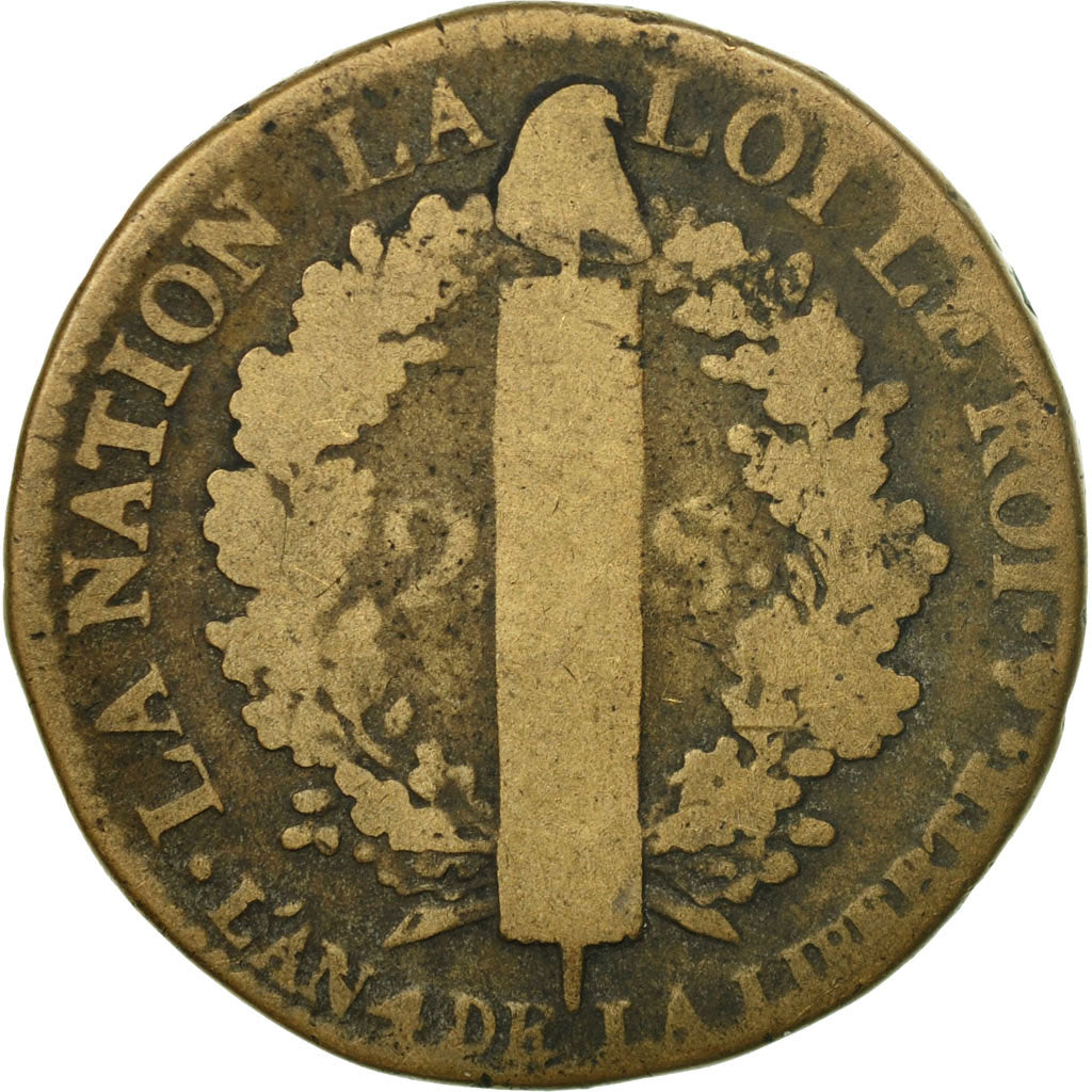Coin, France, 2 sols françois, 2 Sols, 1792, Paris, F(12-15), Bronze, KM:603.1