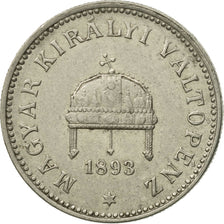 Monnaie, Hongrie, Franz Joseph I, 20 Fillér, 1893, Kormoczbanya, TTB+, Nickel