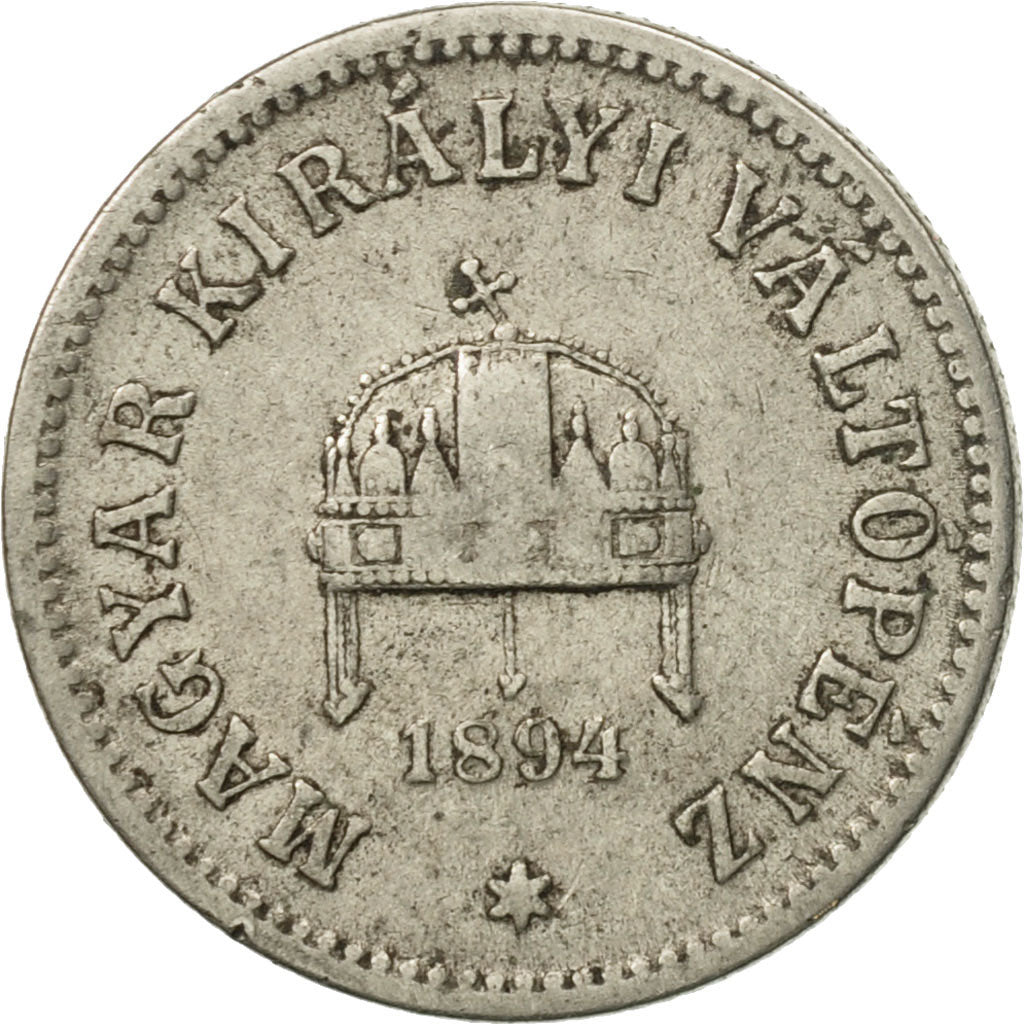 Moneda, Hungría, Franz Joseph I, 10 Filler, 1894, Kormoczbanya, BC+, Níquel