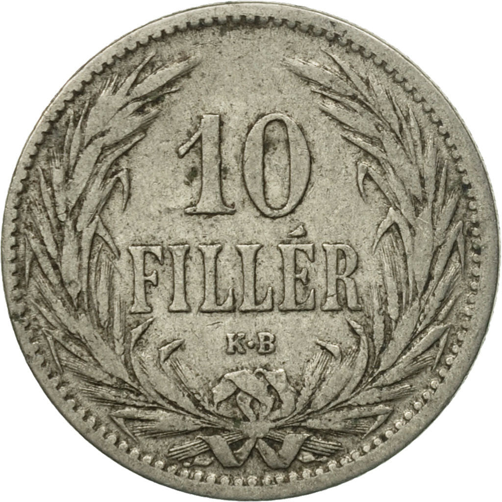 Moneda, Hungría, Franz Joseph I, 10 Filler, 1894, Kormoczbanya, BC+, Níquel