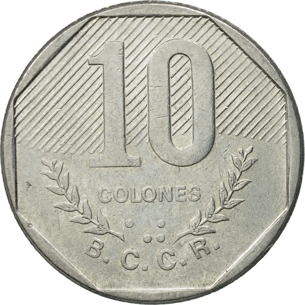 Coin, Costa Rica, 10 Colones, 1985, EF(40-45), Stainless Steel, KM:215.2