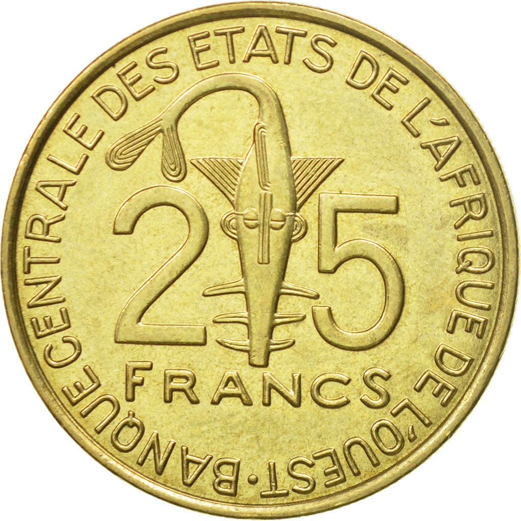Coin, West African States, 25 Francs, 2009, Paris, AU(55-58), Aluminum-Bronze