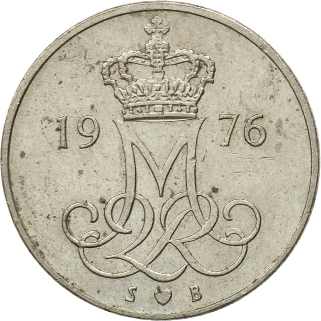 Moneta, Dania, Margrethe II, 10 Öre, 1976, Copenhagen, VF(30-35)