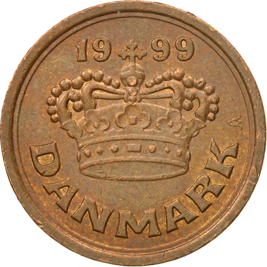 Moneta, Dania, Margrethe II, 25 Öre, 1999, Copenhagen, EF(40-45), Bronze