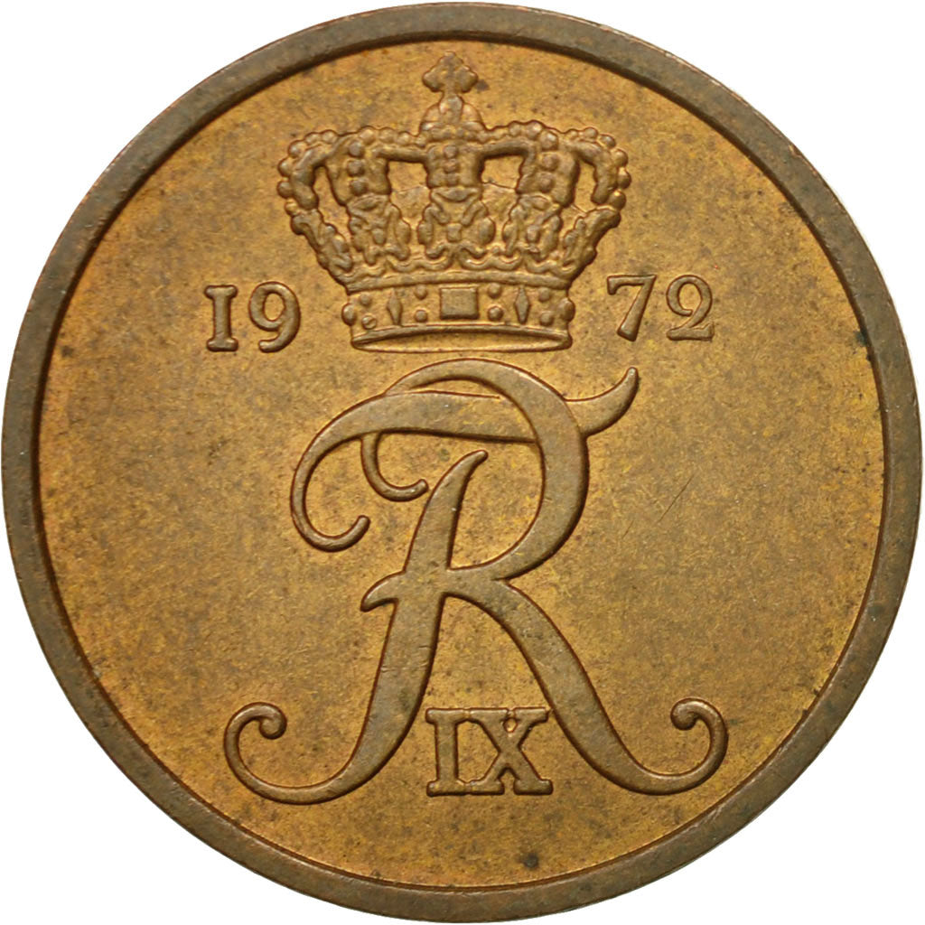 Moneta, Dania, Frederik IX, 5 Öre, 1972, Copenhagen, VF(30-35), Bronze