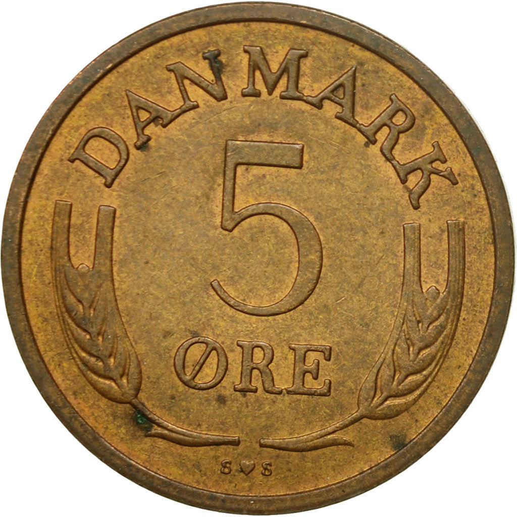 Moneta, Dania, Frederik IX, 5 Öre, 1972, Copenhagen, VF(30-35), Bronze