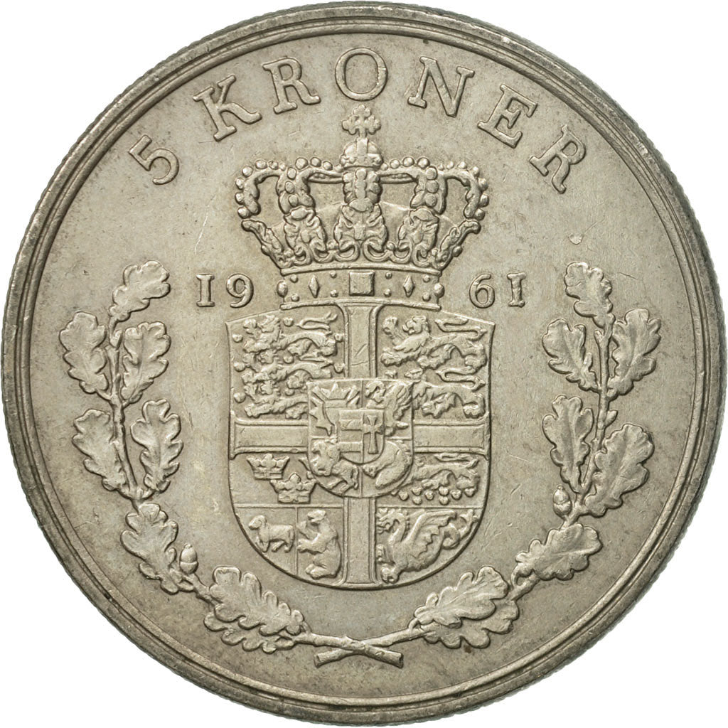 Coin, Denmark, Frederik IX, 5 Kroner, 1961, Copenhagen, EF(40-45)