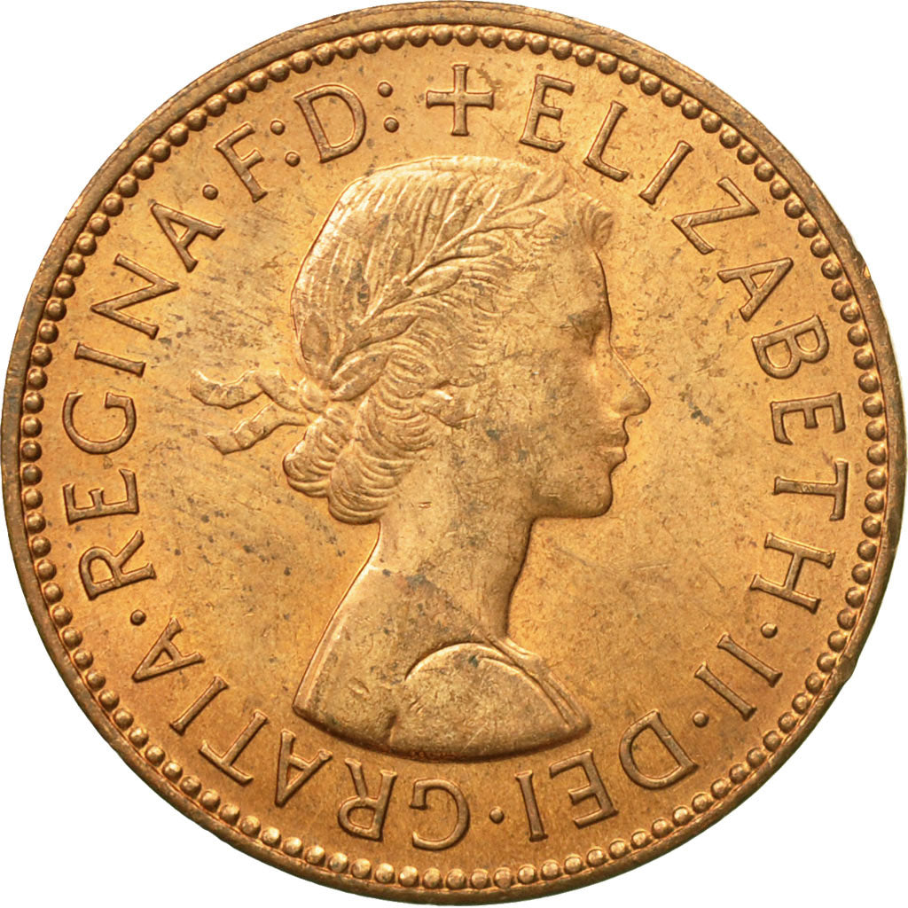 Coin, Great Britain, Elizabeth II, 1/2 Penny, 1967, AU(50-53), Bronze, KM:896
