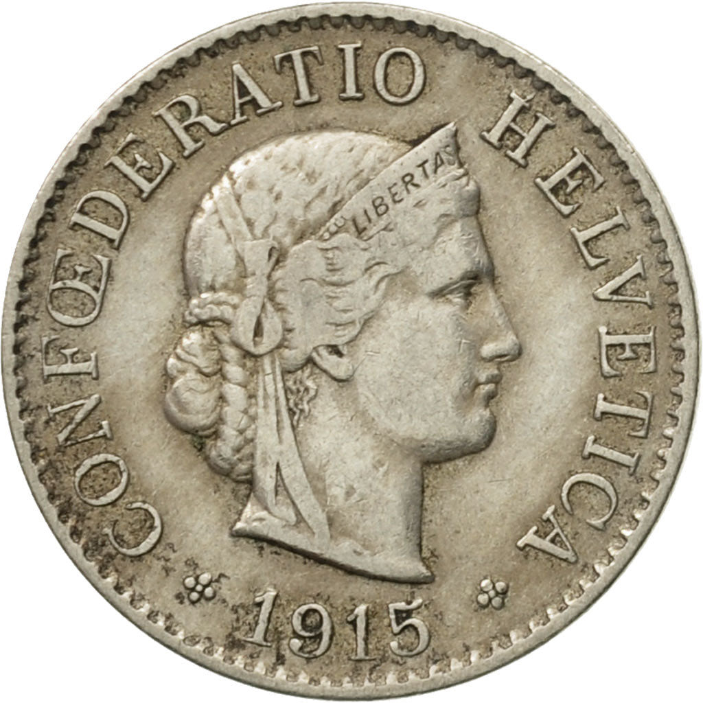 Coin, Switzerland, 5 Rappen, 1915, Bern, EF(40-45), Copper-nickel, KM:26