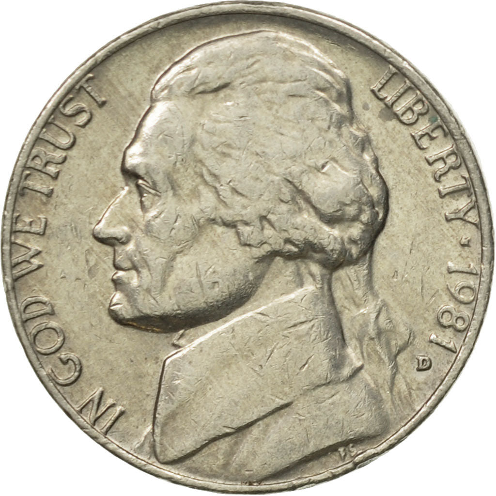 Moneta, USA, Jefferson Nickel, 5 Cents, 1981, U.S. Mint, Denver, EF(40-45)