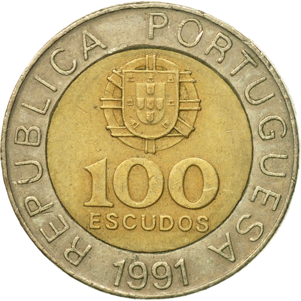 Monnaie, Portugal, 100 Escudos, 1991, TB+, Bi-Metallic, KM:645.2