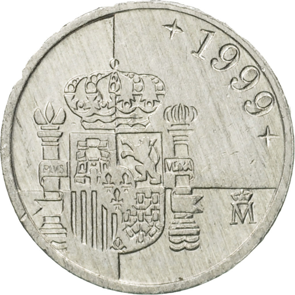 Coin, Spain, Juan Carlos I, Peseta, 1999, AU(50-53), Aluminum, KM:832