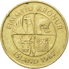 Coin, Iceland, 50 Kronur, 1987, VF(20-25), Nickel-brass, KM:31
